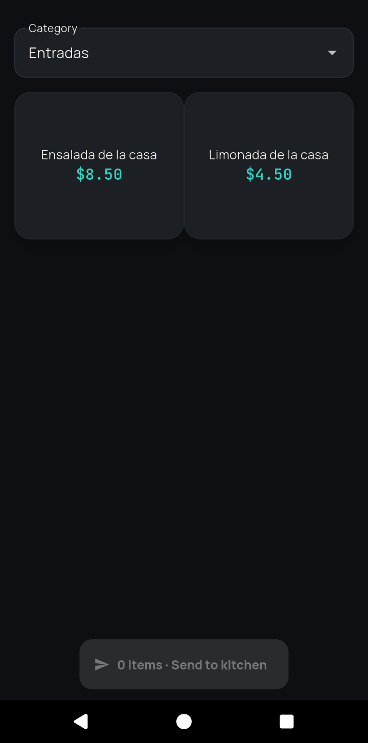 Mobile order entry in ListoKDS